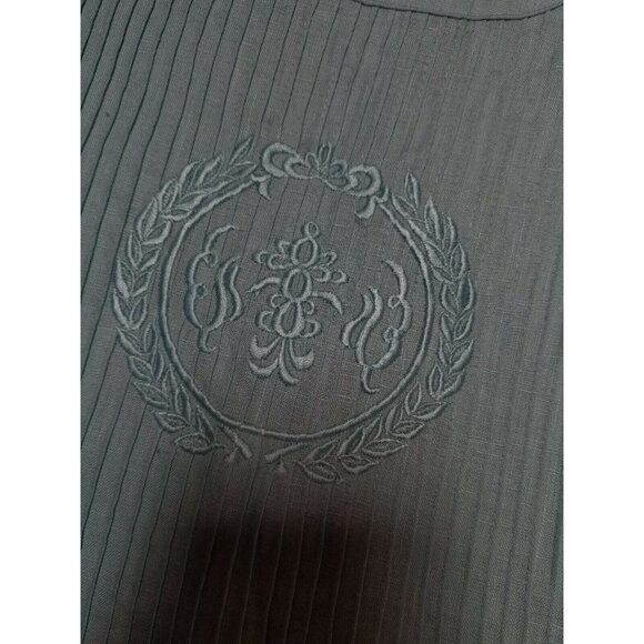CC Courtenay Womens Short Sleeves Top Front Embroidered Logo Sz 10 Mint Linen - Picture 3 of 6